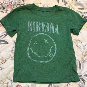 NIRVANA Kids' Green Smiley Face Tee